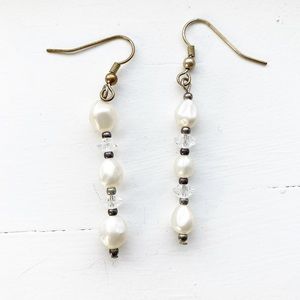Vintage pearl stone & bead strand drop earrings